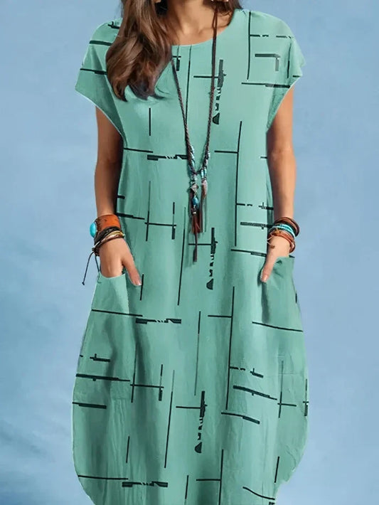 Loose Midi Dress with Pockets - Vellah