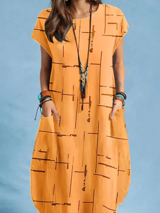 Loose Midi Dress with Pockets - Vellah