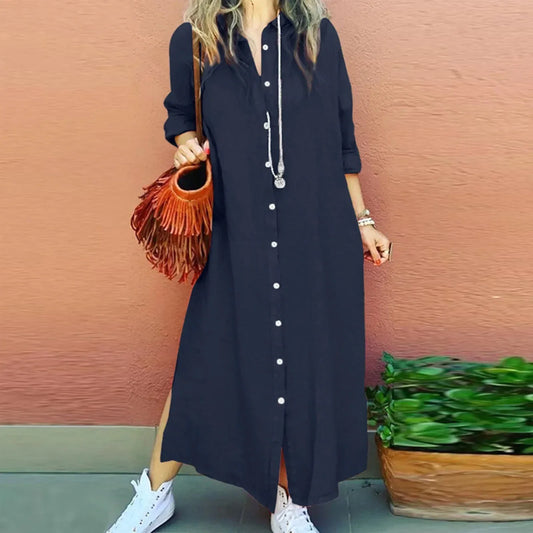 Long Summer Shirt Dress - Vellah