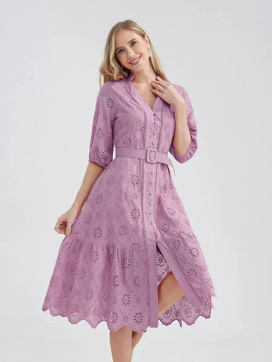 Laise Midi Loose Summer Dress - Vellah