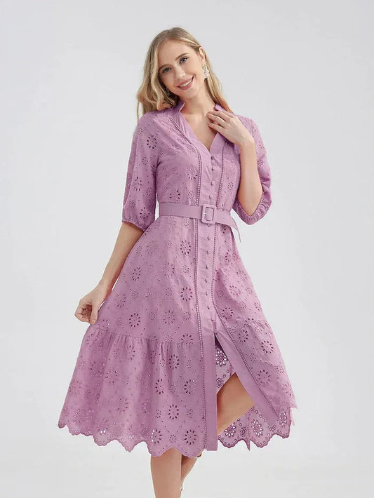 Laise Midi Loose Summer Dress - Vellah